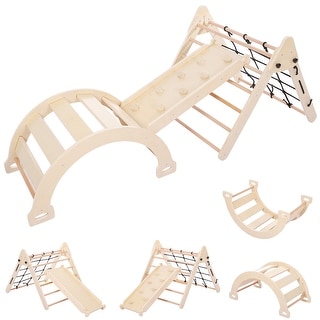 Toddler Indoor Gym Playset 3-in-1 Wooden Climbing Toys