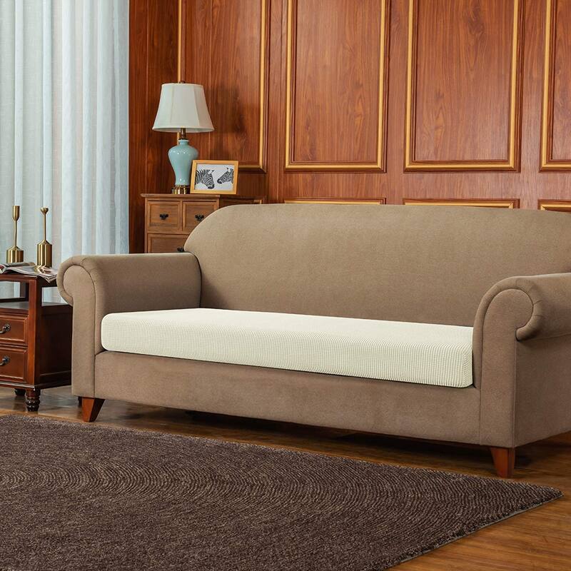 Subrtex Stretch Sofa Cushion Cover Textured Grid Furniture Covers - Ivory