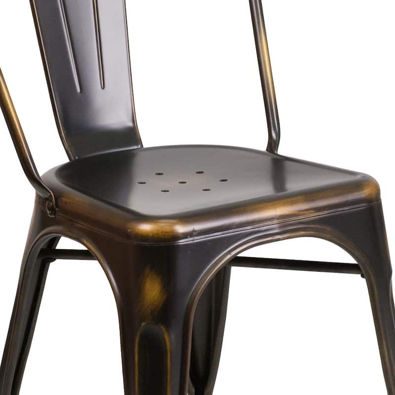 Distressed Metal Indoor/ Outdoor Stackable Chair