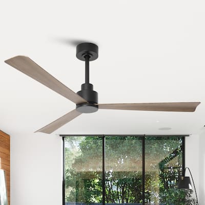 52 in. Matte Black Industrial Reversible DC Motor Ceiling Fan - 52" L x 52" W x 11.6" H