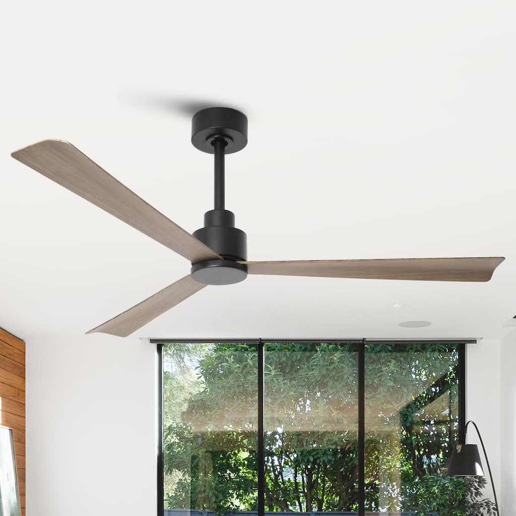 52 in. Matte Black Industrial Reversible DC Motor Ceiling Fan - 52" L x 52" W x 11.6" H