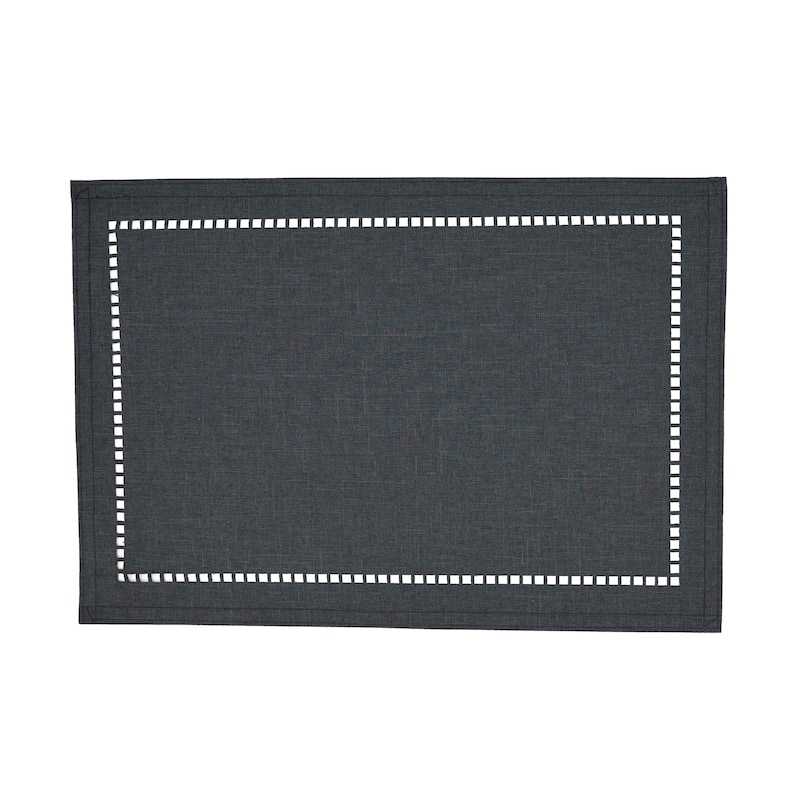 Table Placemats With Laser-Cut Hemstitch Design (Set of 4) - Set of 4 - Black