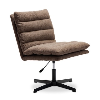 360° Swivel Accent Chair, Cross Legged Office Chair, Adjustable Armless Wide Home Lounge Chair