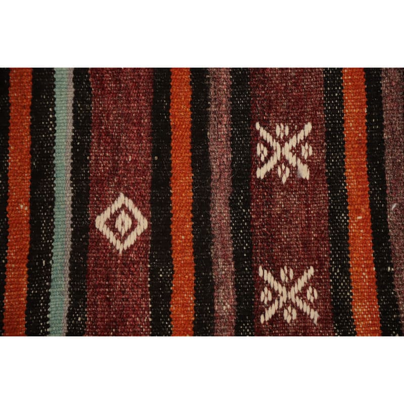 Hand Woven Oriental 100% Wool Carpet Southwestern Tribal Red Kilim Runner Rug - 8' 4'' X 3' 3''