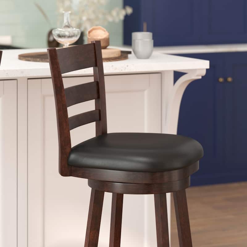 Upholstered Commercial Wooden Swivel Bar Stool