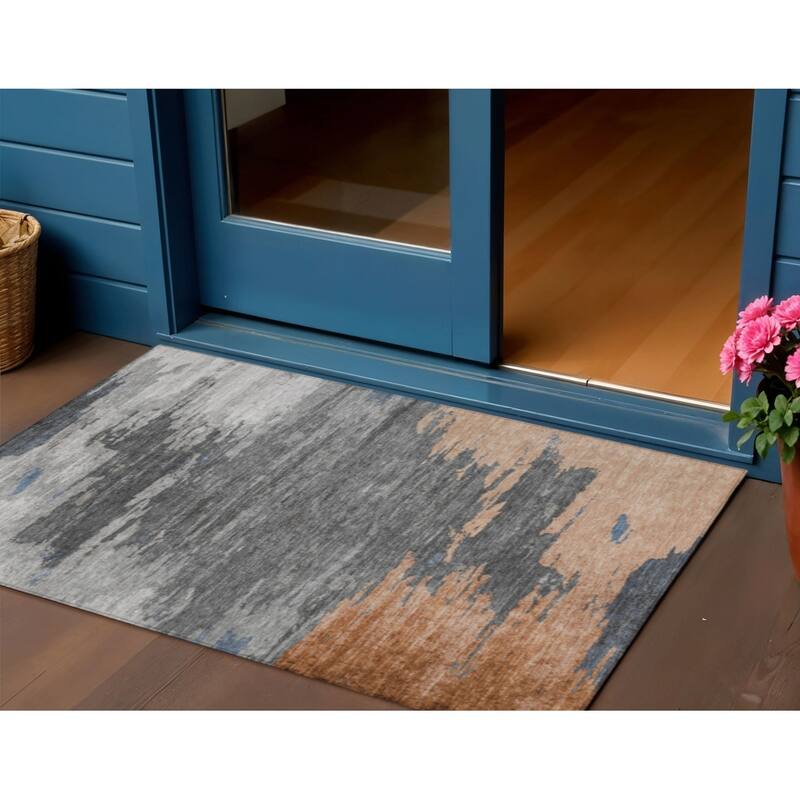 HomeRoots Abstract Transitional Rectangle Outdoor Rug - 3' x 5'