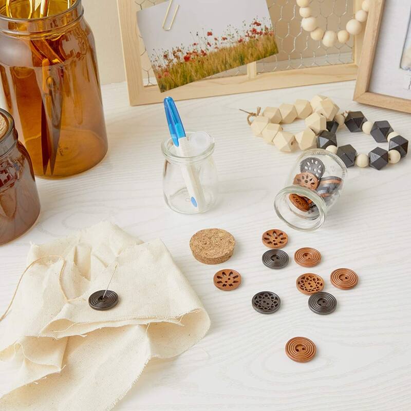 Bright Creations Wooden Buttons for Crafts and Sewing, 5 Designs (0.98 in, 120 Pieces)