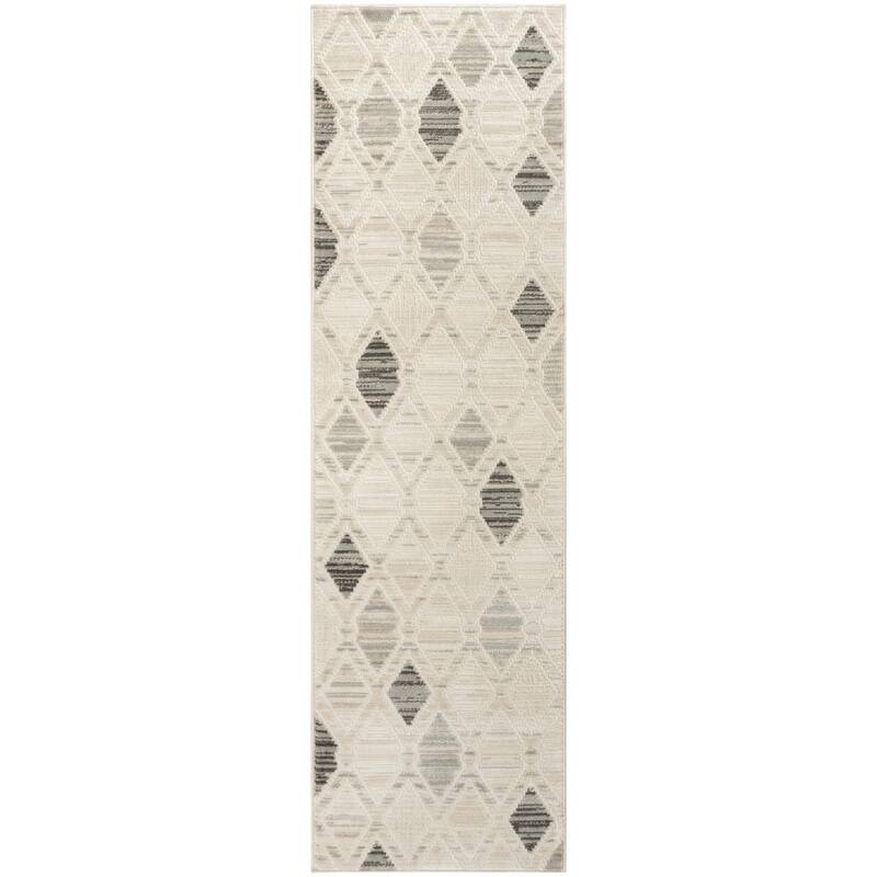 Nourison Serenity Home Indoor only Beige Geometric Area Rug - Beige/Grey - 2' 2" x 7' 6" - Runner