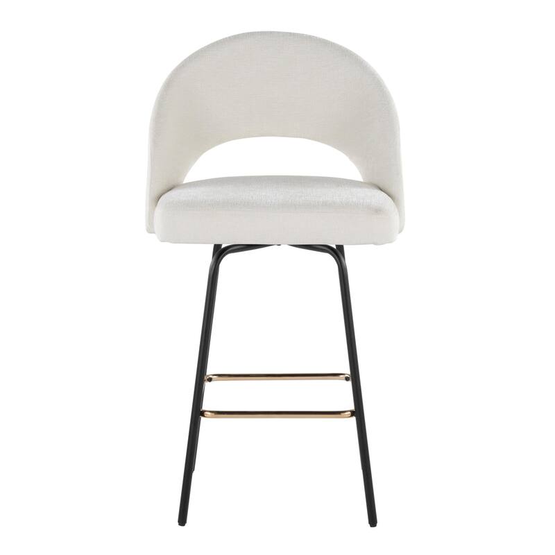 Porch & Den Vika Upholstered 26" Counter Stool with Metal Legs & Square Footrest (Set of 2)