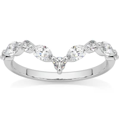 .60Ct Diamond Guard Insert V Shape Marquise Wedding Ring Gold Lab Grown