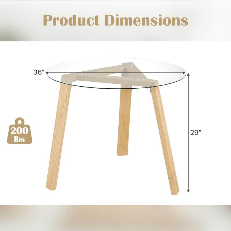 Costway 36" Round Glass Dining Table for 4 with Tempered Glass - See Details
