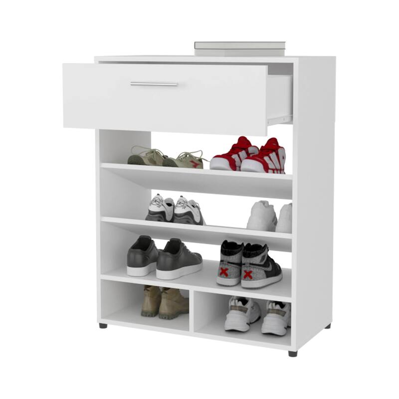 White Shoe Rack with 1-Drawer: A Stylish and Functional Storage Solution
