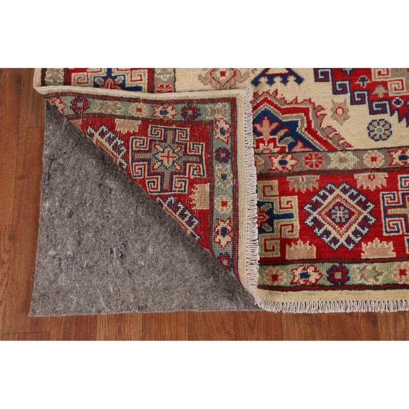 Geometric Kazak Oriental Area Rug Living Room Handmade Wool Carpet - 4'11" x 7'0"