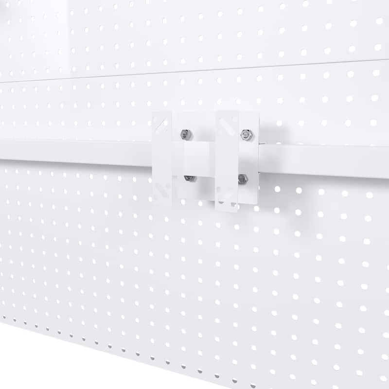 Anmytek Metal Desk Mounted Pegboard Monitor Stand Office Organizer Storage Riser White Modern