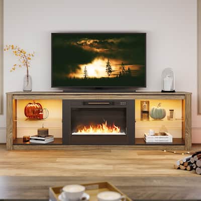 TV Stand for TVs up to 75" with Fireplace, LED Entertainment Center