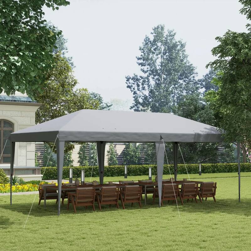 10' x 19.2' Outdoor Gazebo Pop Up Canopy Party Tent with Carrying Bag - Grey