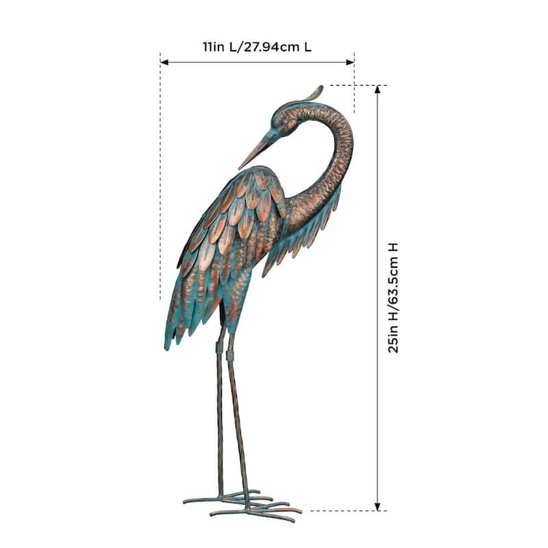 Patina Heron 25 - Preening - 11"x3.5"x25"