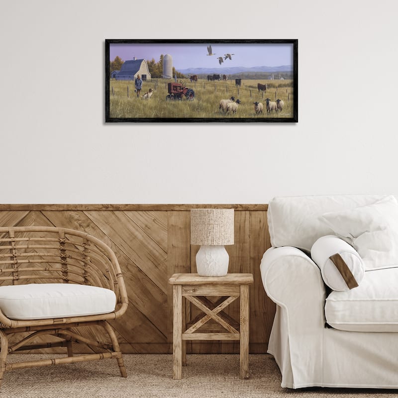 Stupell Geese Over Lush Farm Scene Framed Giclee Art Design By Frank Parker (Young)