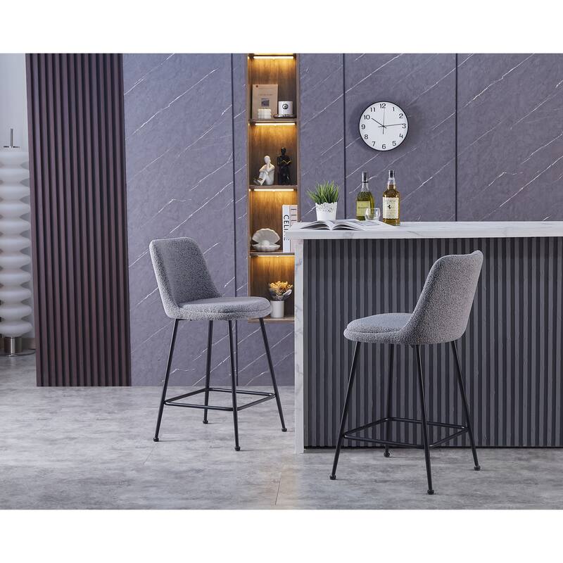 Porthos Home Teo Fabric Armless Counter Stools with Steel Legs, Set of 2