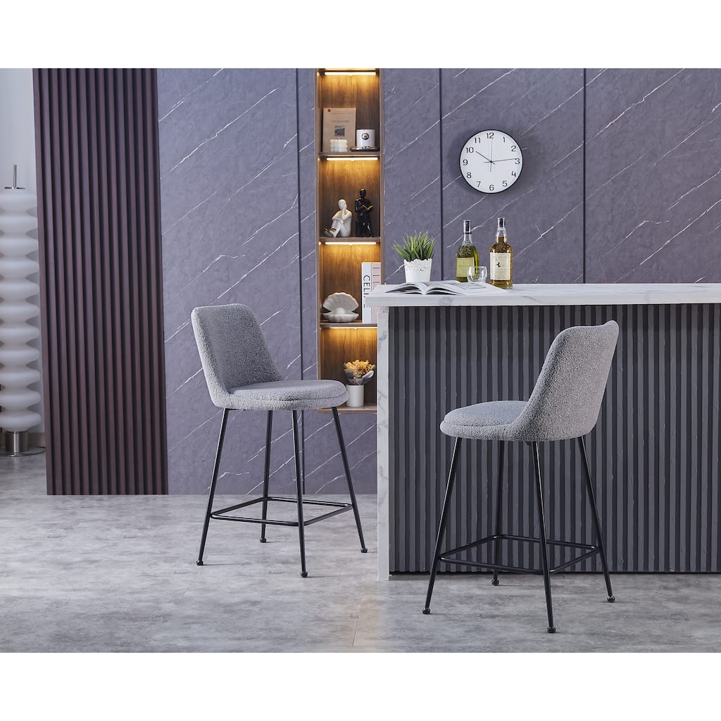 Porthos Home Teo Fabric Armless Counter Stools with Steel Legs, Set of 2