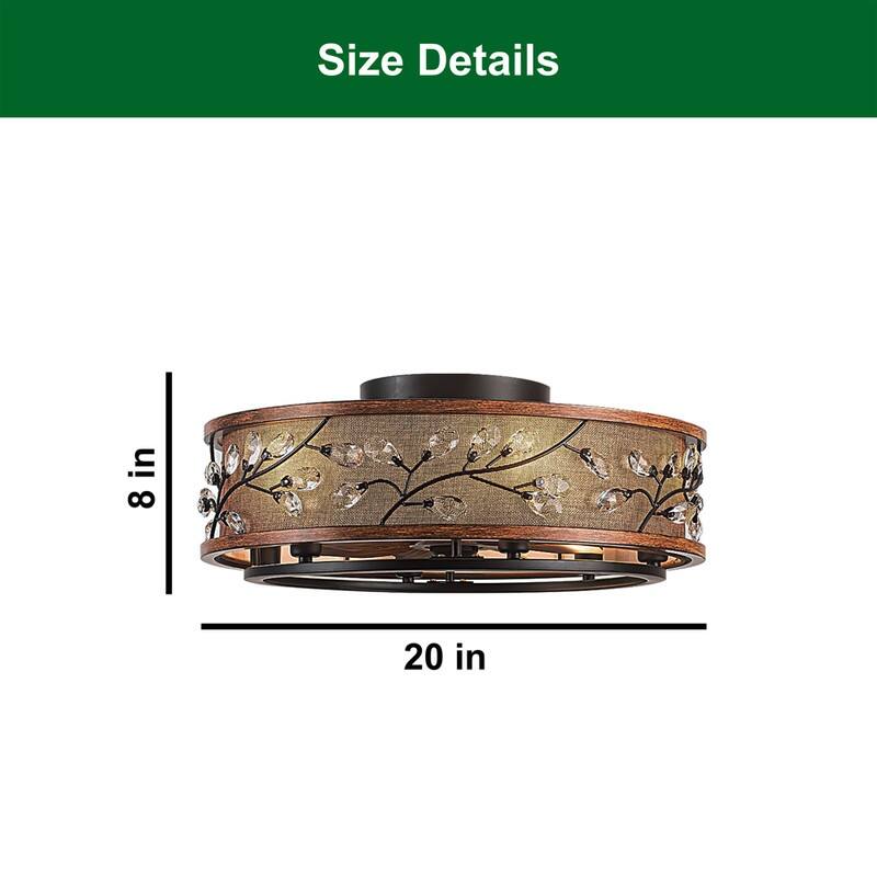 Led ceiling with fan walnut Crystal fan in light fan iron inside light - N/A