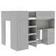 preview thumbnail 11 of 12, Grey Full Size Solid Wood Loft Bed with Built-in Wardrobe, Desk, and Shelves