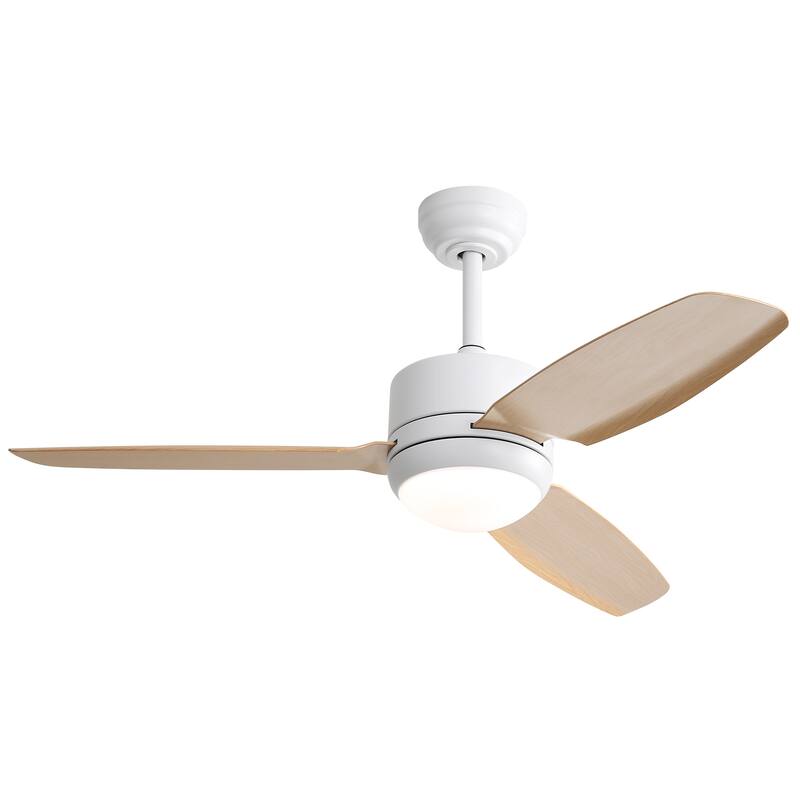 6-Speed Remote Control Ceiling Fan with 3-Color Changing Light & Timer Function, Reversible DC Motor - White