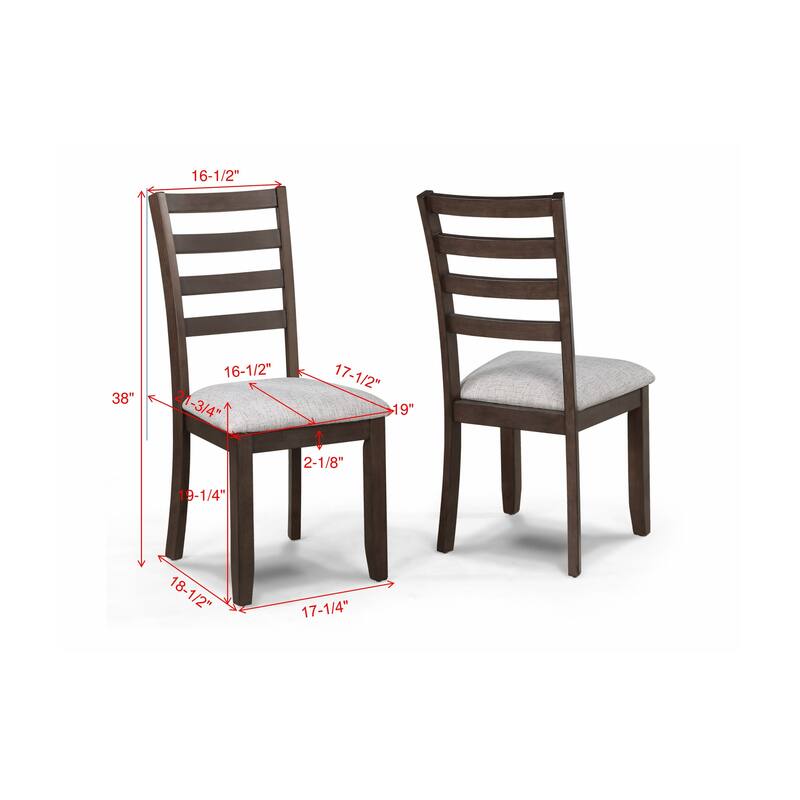 Contemporary Dining Chairs Set of 2 Light Gray Fabric Cushion Side Chairs Kitchen Dining Room Furniture Dark Finish