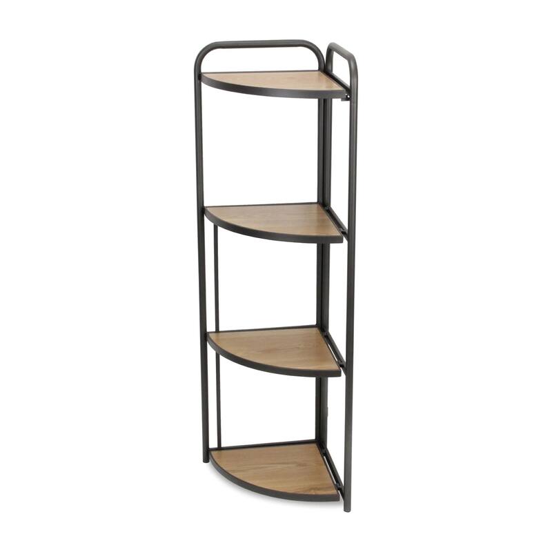 Handmade Four Tier Foldable Corner Shelf - 46.5" - Brown and Gray