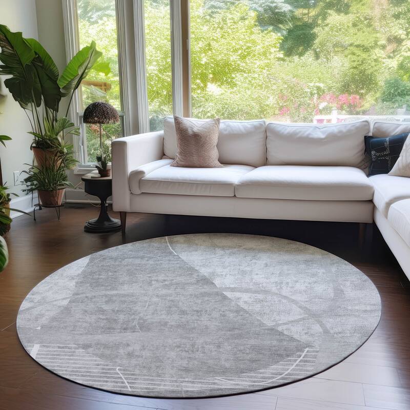 Machine Washable Indoor/ Outdoor Chantille Abstract Modern Rug