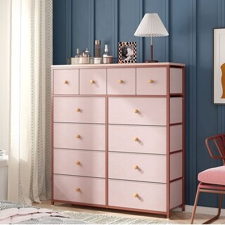 fabric dresser pink Modern Pink 6 Drawer Dresser - Simply Chest of Drawers for Bedroom, Closet,  L