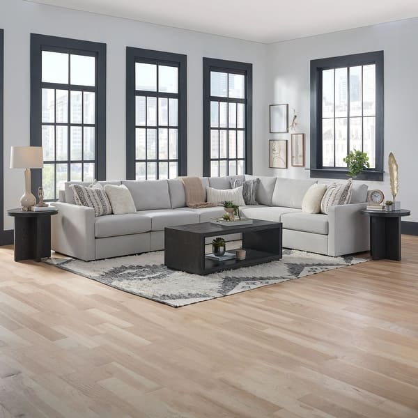 slide 2 of 20, Flex 6-seat Upholstered Modular Sectional by Flexsteel - 134" x 35" x 103" Taupe