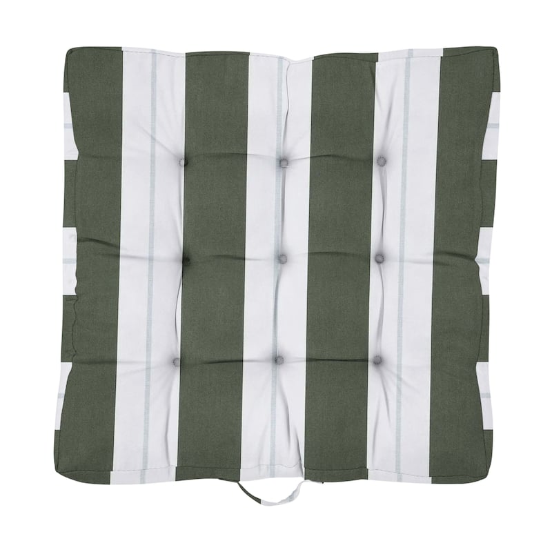 Sorra Home Sunbrella Striped Indoor/Outdoor Square Tufted Floor Pillow with Handle (Single Pillow)