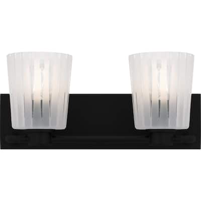 Gray 2-Light Matte Black Bath Light