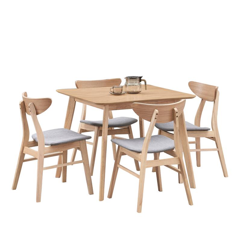 Modern Style 5-Piece Dining Set with Square Table and 4 Open Upholstered Dining Chairs