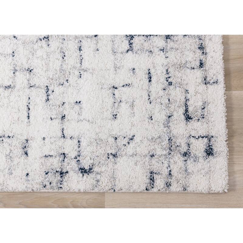 Soft Collection - Cream/Blue Soft Grid Rug - 2'0" x 3'7"