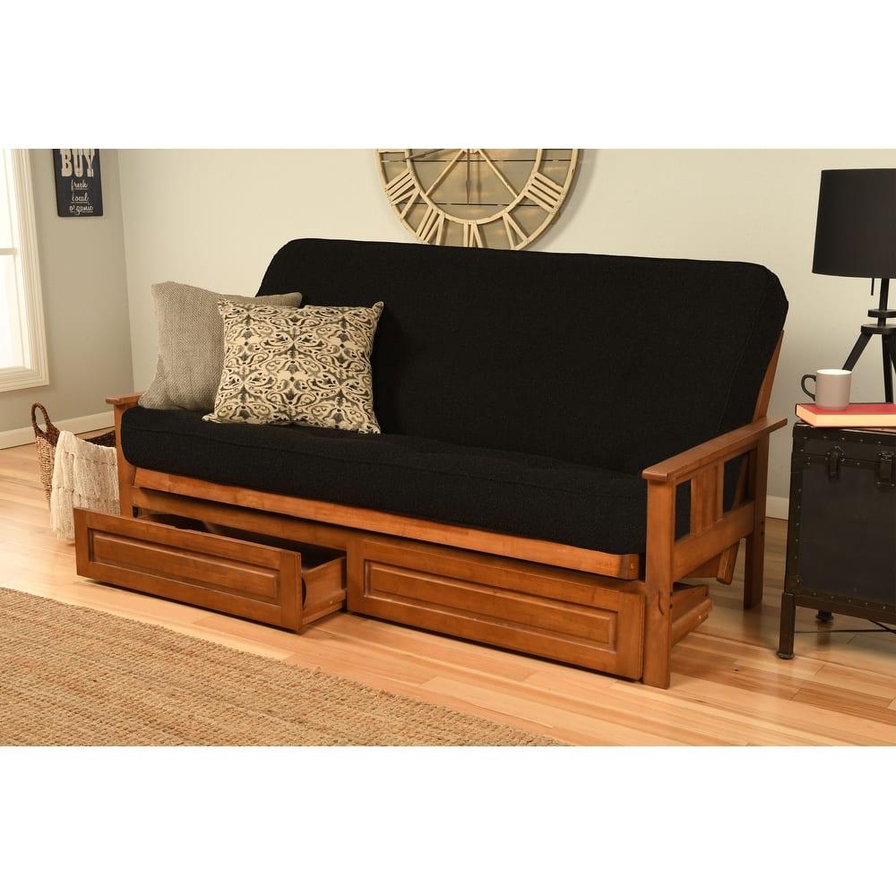 Porch & Den Kern Full-size Storage Futon Set with Suede Mattress