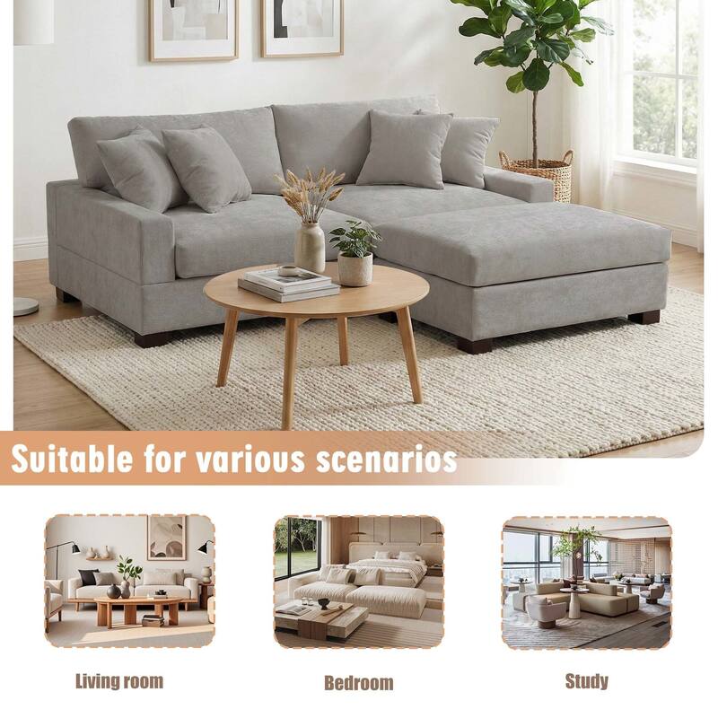 Oversized Chenille Modular Sectional Sofa Living Room Set with Ottoman