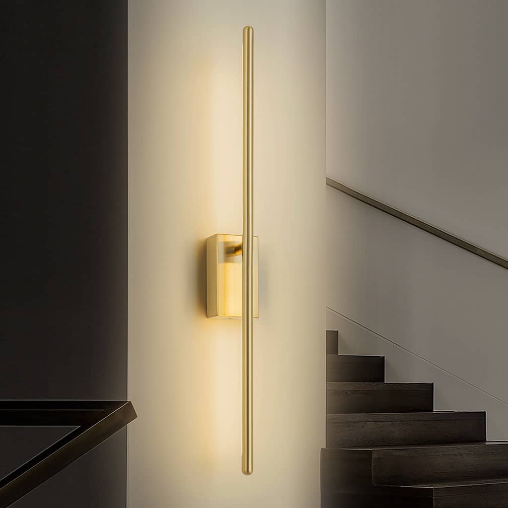 1-Light Modern Gold/Black Linear Bathroom Vanity Light Integrated LED 3000K Rotatable Wall Light
