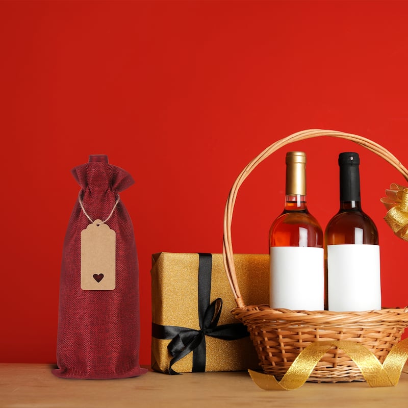 12pcs Burlap Wine Bags, Wine Gift Pouches with Drawstrings