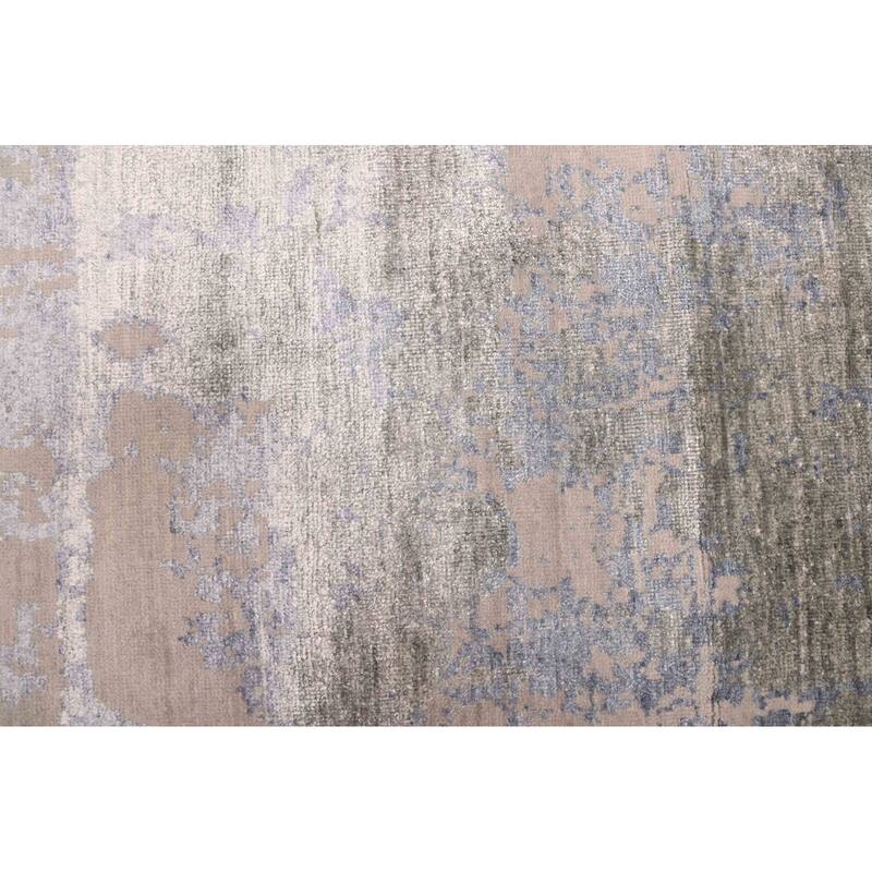 ECARPETGALLERY Hand-knotted Legacy Light Denim Blue Silk, Wool Rug - 2'6 x 14'0