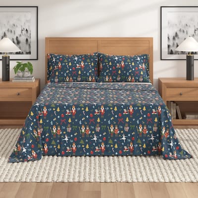 Linery & Co. Christmas Turkish Cotton Double-Brushed Flannel Bed Sheet Set