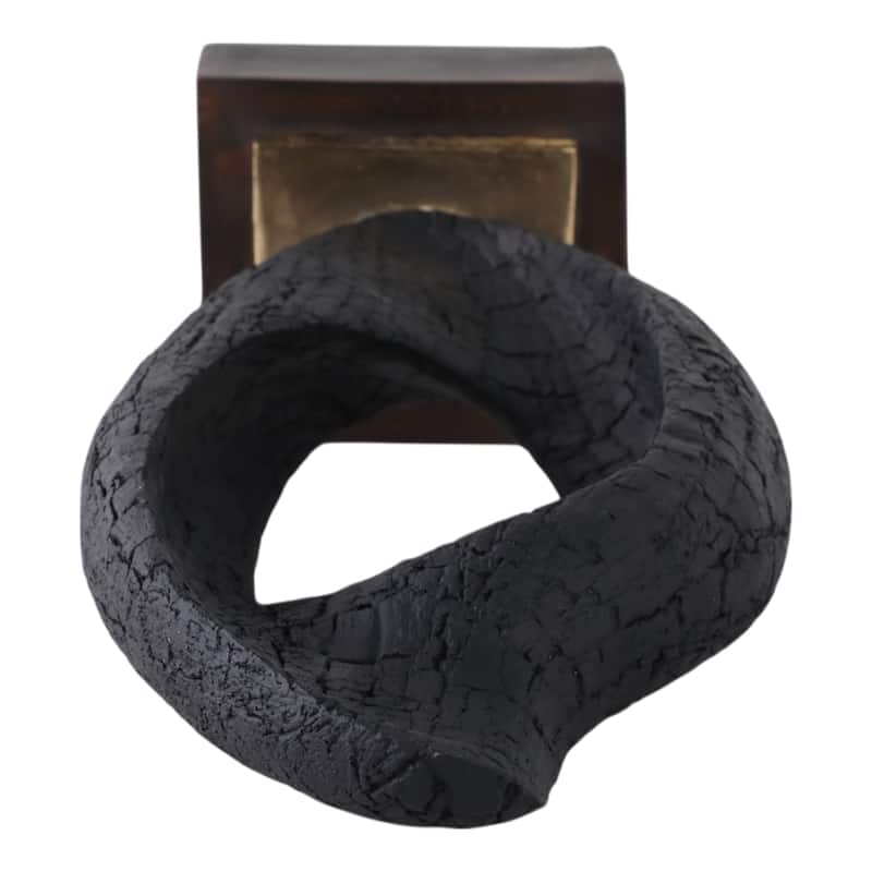 Polyresin Sculpture Abstract Open Oval Design Home Decor - 20" Black - 7" x 4.5" x 20"