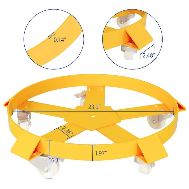 55 Gallon Drum Dolly, 1000lbs Capacity Heavy Duty Trash Can Dolly