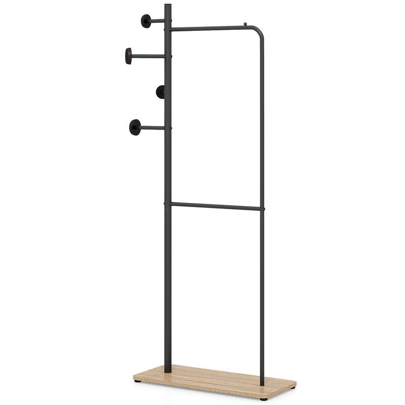 Gymax Double Rods Clothes Hanging Rack Freestanding Clothes Organizer