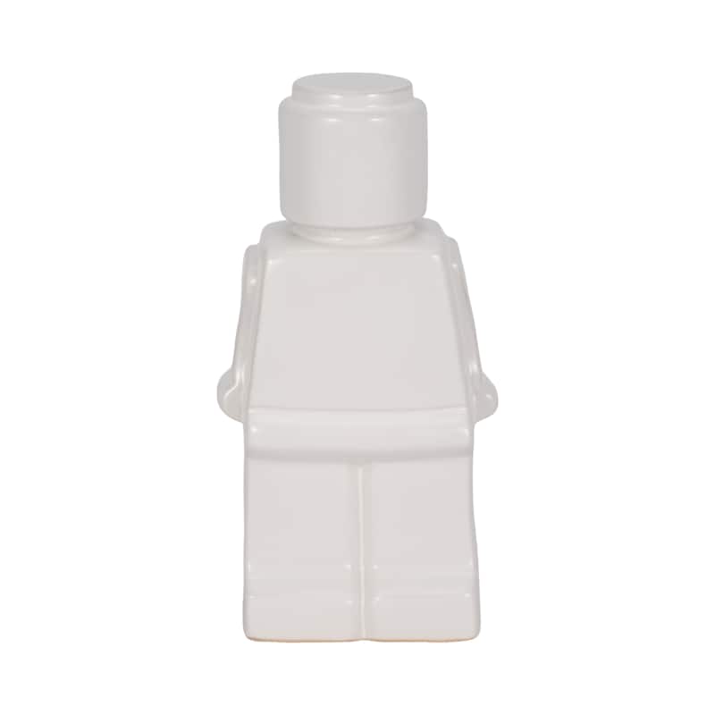 Stoneware Ceramic Figurine Block Style Character Modern Accent - 6" x 4" x 12" - White