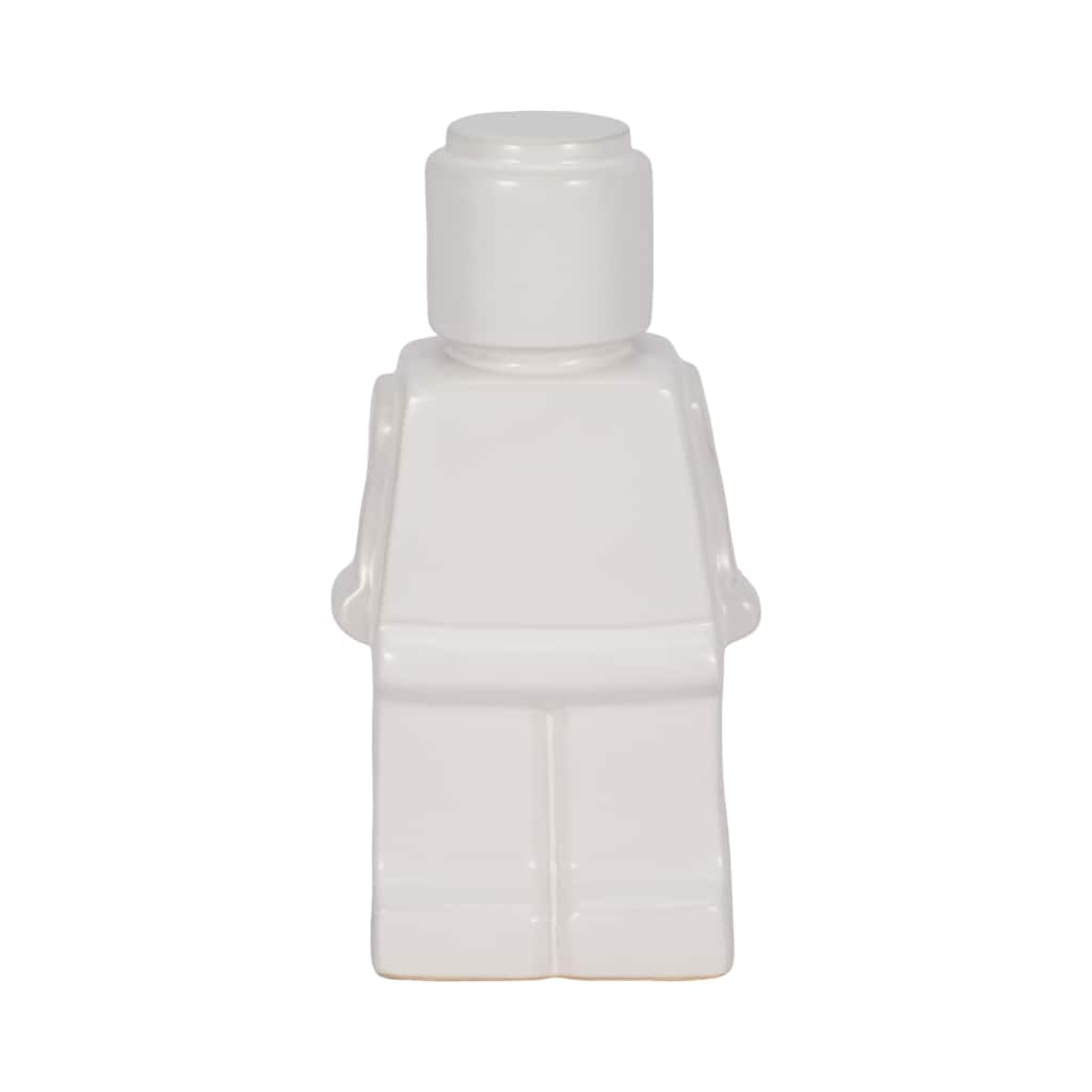 Stoneware Ceramic Figurine Block Style Character Modern Accent - 6" x 4" x 12"