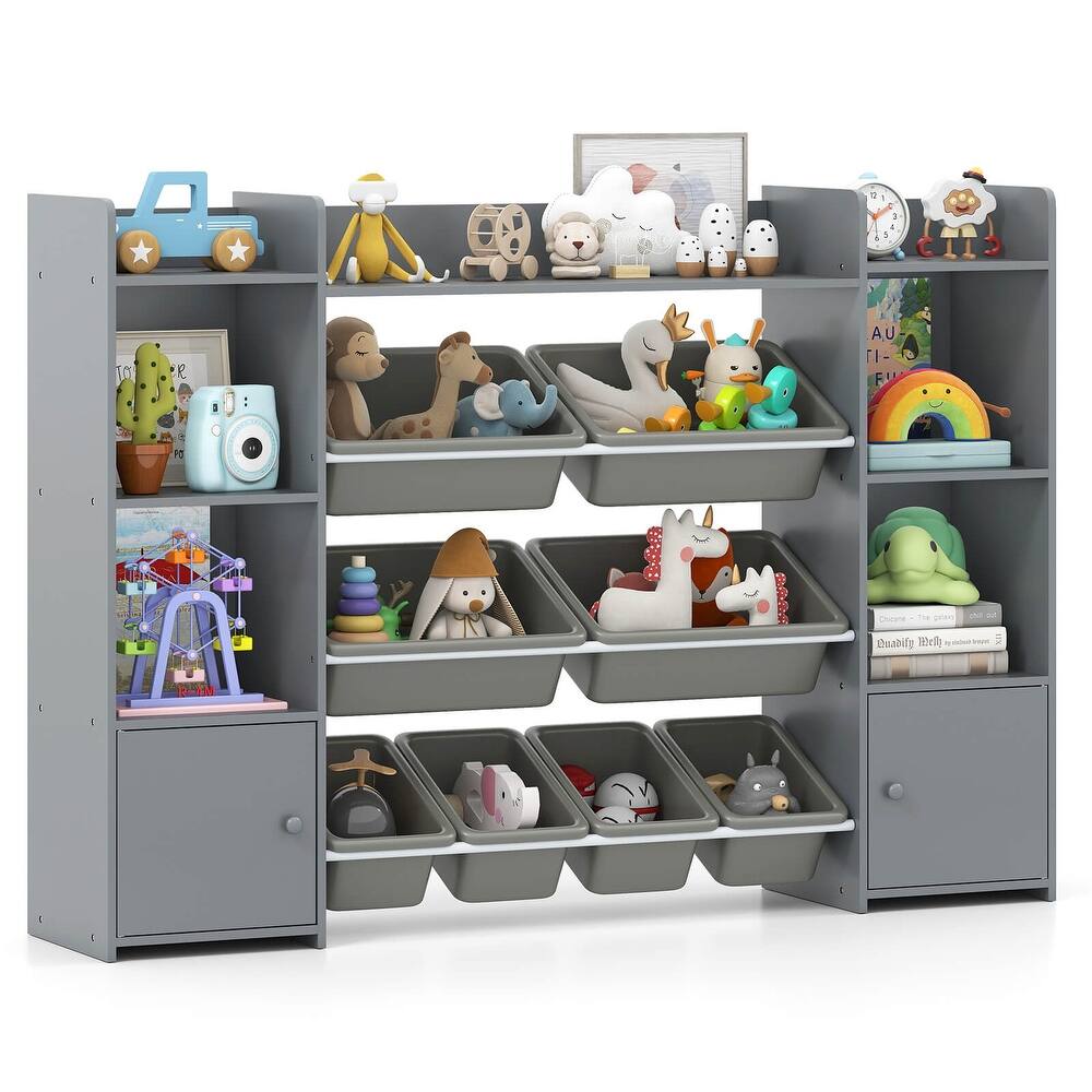Costway 4-Tier Large Storage Cabinet with 6 Cubbies & 8 Removable Bins - See Details