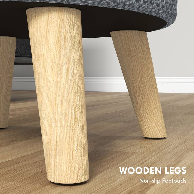 Storage Ottoman, Round Stool Chair with Cushioned Top