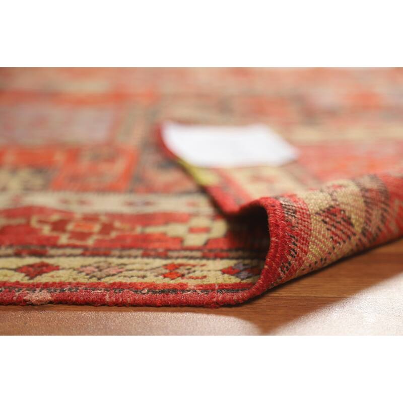 Hand Knotted Oriental 100% Wool Carpet Transitional Geometric Oranges & Rust Anatolian Area Rug - 4' 2'' X 3' 6''